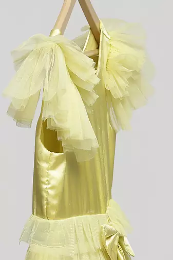 Lime yellow satin dress