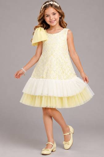 Lime yellow net dress