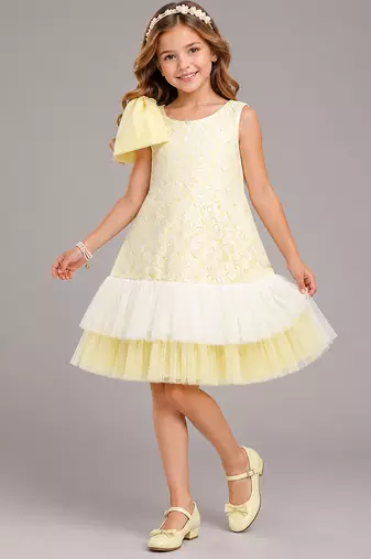 Lime yellow net dress