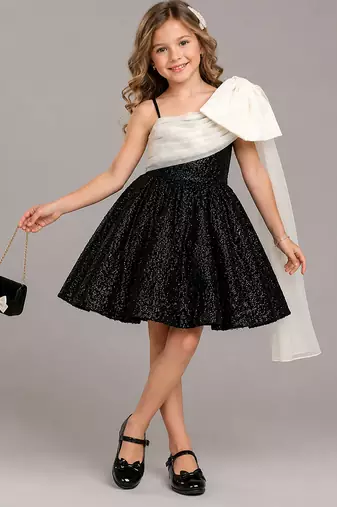 Black Whte Sequin organza dress
