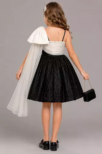 Black Whte Sequin organza dress