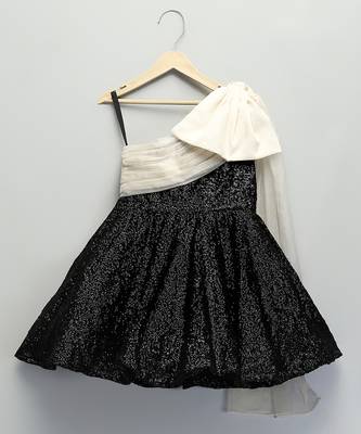 Black Whte Sequin organza dress 3