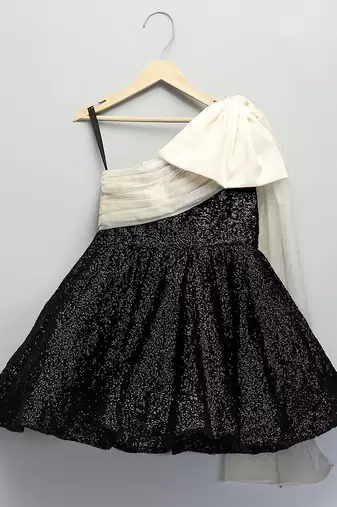 Black Whte Sequin organza dress