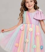 Multicolor embroidered cotton silk dress
