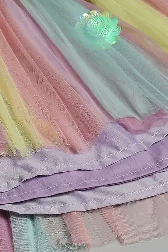 Multicolor embroidered cotton silk dress