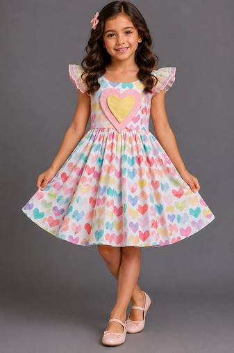 Multicolor printed organza dress