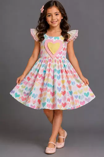 Multicolor printed organza dress