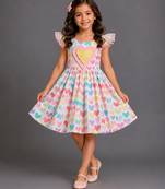 Multicolor printed organza dress