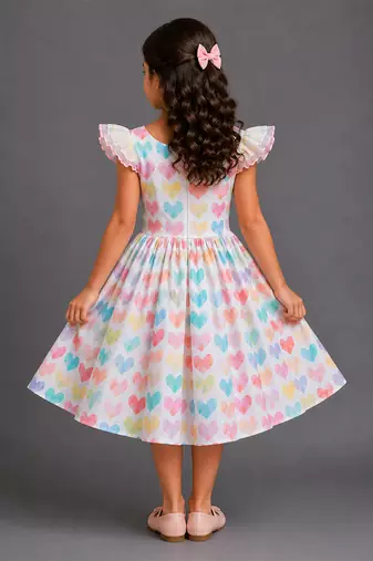 Multicolor printed organza dress