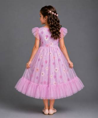 Pink printed net dress 2