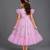 Pink printed net dress