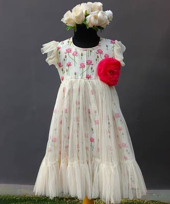 Off white printed net dress 3