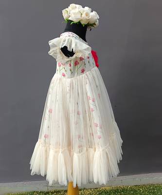 Off white printed net dress 4