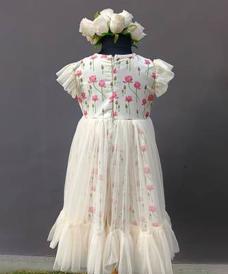 Off white printed net dress 5