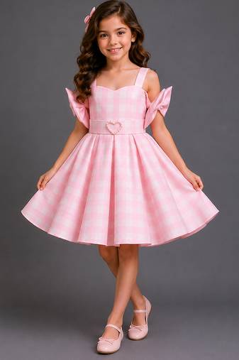 Baby pink woven cotton dress