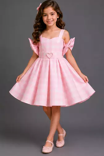 Baby pink woven cotton dress