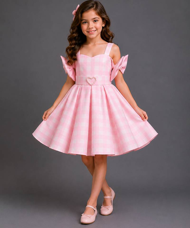 Baby pink woven cotton dress