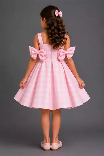 Baby pink woven cotton dress