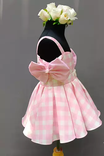 Baby pink woven cotton dress