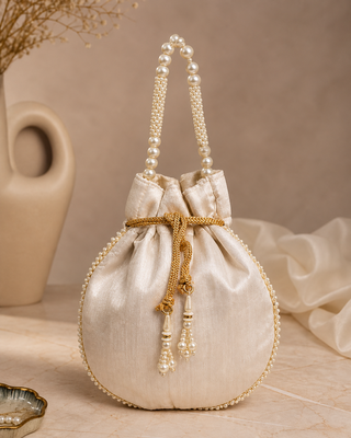 off white pearl embroidered potli bag 3