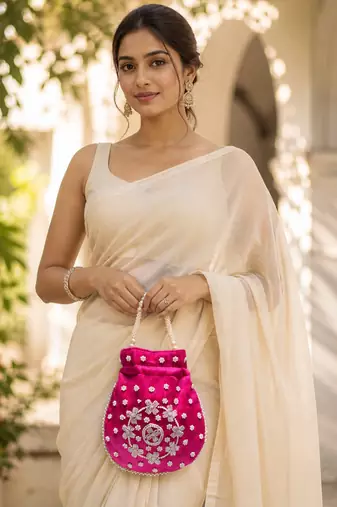 rani pearl embroidered potli bag 