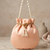 pastel peach pearl embroidered potli bag 