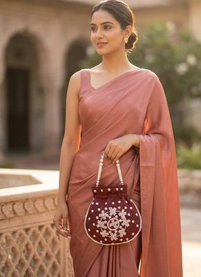 maroon peach pearl embroidered potli bag  1