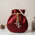 maroon peach pearl embroidered potli bag 