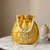 yellow peach pearl embroidered potli bag 