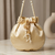 cream peach pearl embroidered potli bag 