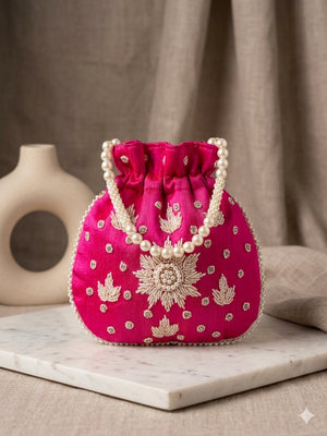  fuchsia rani handcrafted potli bag 2