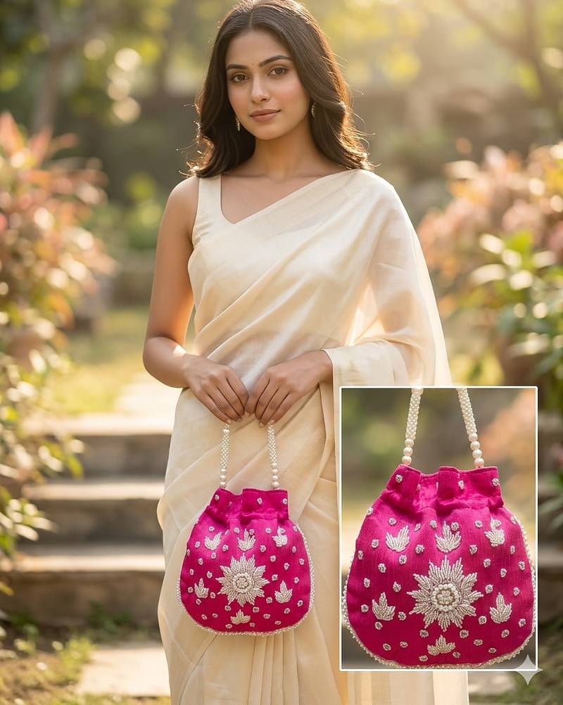  fuchsia rani handcrafted potli bag