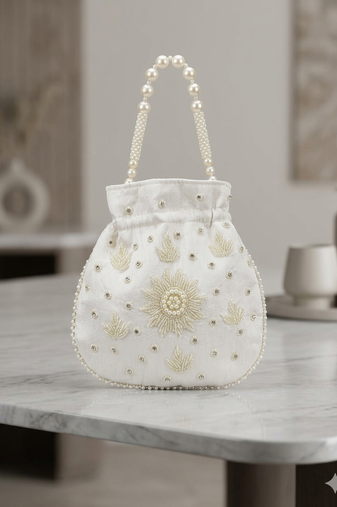  off white handcrafted potli bag