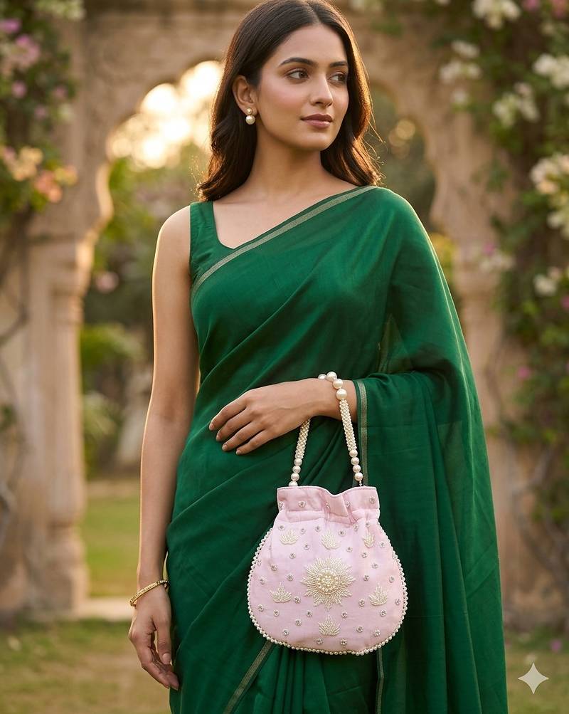  pastel pink handcrafted potli bag