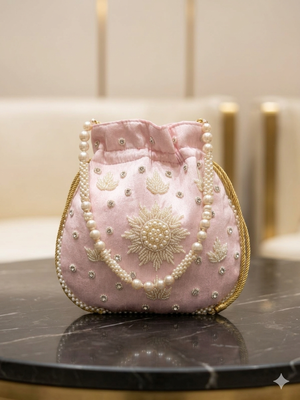  pastel pink handcrafted potli bag 2