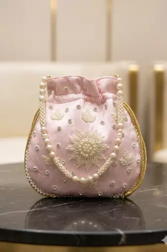  pastel pink handcrafted potli bag