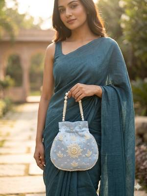  sky blue handcrafted potli bag 1