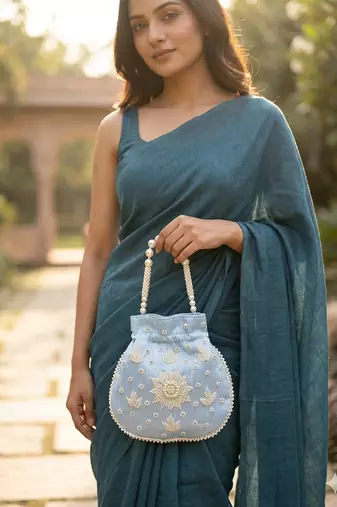  sky blue handcrafted potli bag