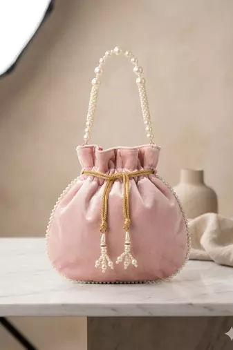  pastel pink handcrafted potli bag
