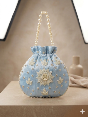  sky blue handcrafted potli bag 2