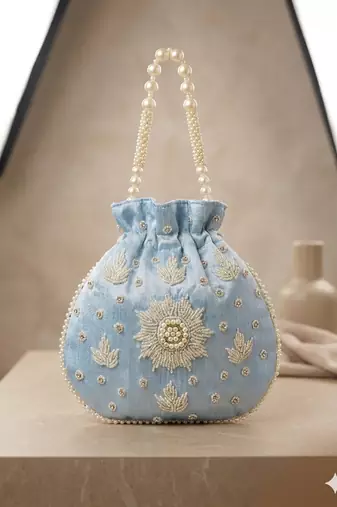  sky blue handcrafted potli bag