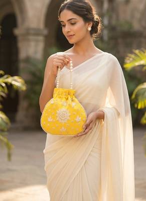 yellow handcrafted potli bag 2