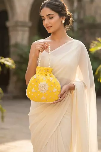  yellow handcrafted potli bag