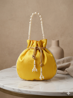  yellow handcrafted potli bag 3