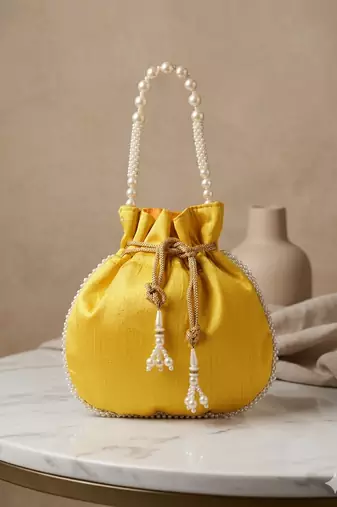  yellow handcrafted potli bag