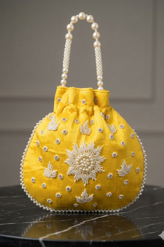  yellow handcrafted potli bag
