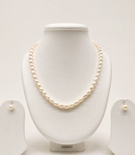 Real & Natural Single Line Pearl Necklace Set made with fresh water pearls Jewellery