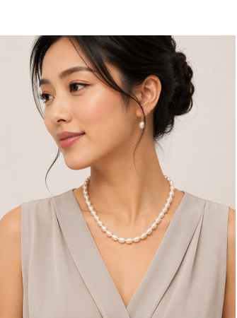 Real & Natural Single Line Pearl Necklace Set made with fresh water pearls Jewellery 2