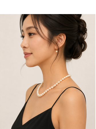 Real & Natural Single Line Pearl Necklace Set made with fresh water pearls Jewellery 3