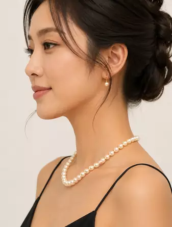 Real & Natural Single Line Pearl Necklace Set made with fresh water pearls Jewellery